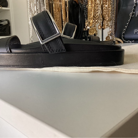 Zara SRPLS Black Slides with Silver Buckle - Picture 7 of 7